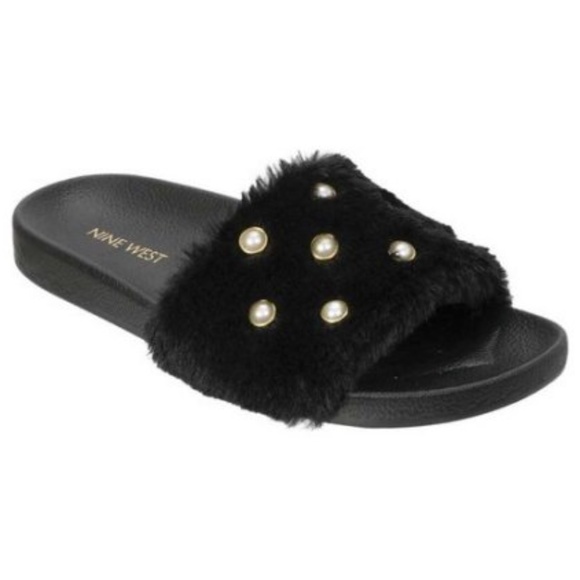 Nine West Shoes - Nine West Womens Black Sheslides Slippers Sz L